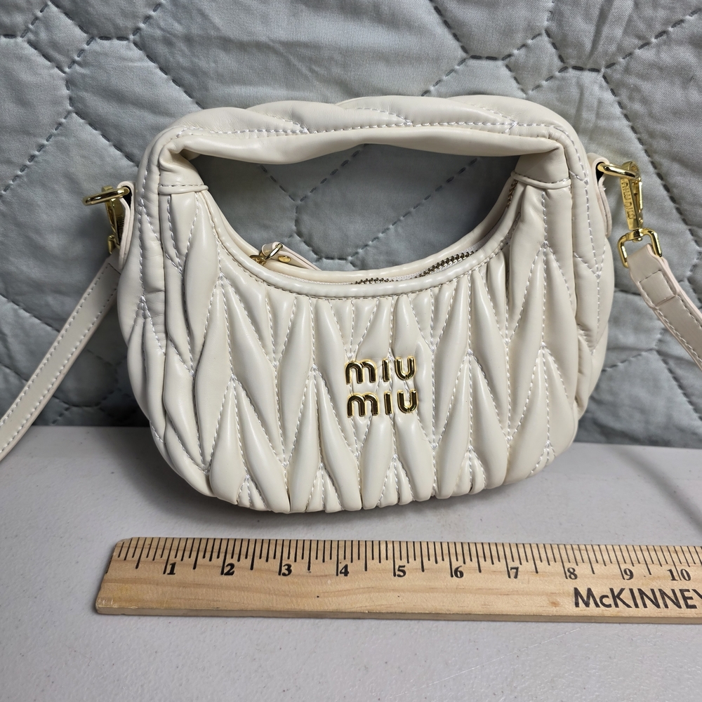 MIU MIU Wander Small White Nappa Leather Hobo Bag Nwt
And Authentic - Picture 2 of 9